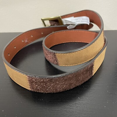 Target Womens Brown Faux Fur Belt Size Small 1” Wide Boho