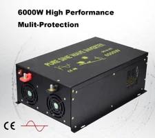 6000W Pure Sine Wave Inverter 60/72/96/110V DC to 120/220/240V AC Car/Home Solar