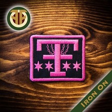 Embroidered Disc Golf Patch - FRIZBEE FIEND OG Logo - Pink & Black - Iron On