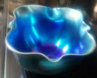 Steuben Blue AURENE Iridescent Art Glass Bowl,