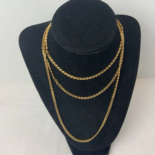 VTG Monet Pat. Pend Gold Plated Chain Link Necklace Signed Set Of 2