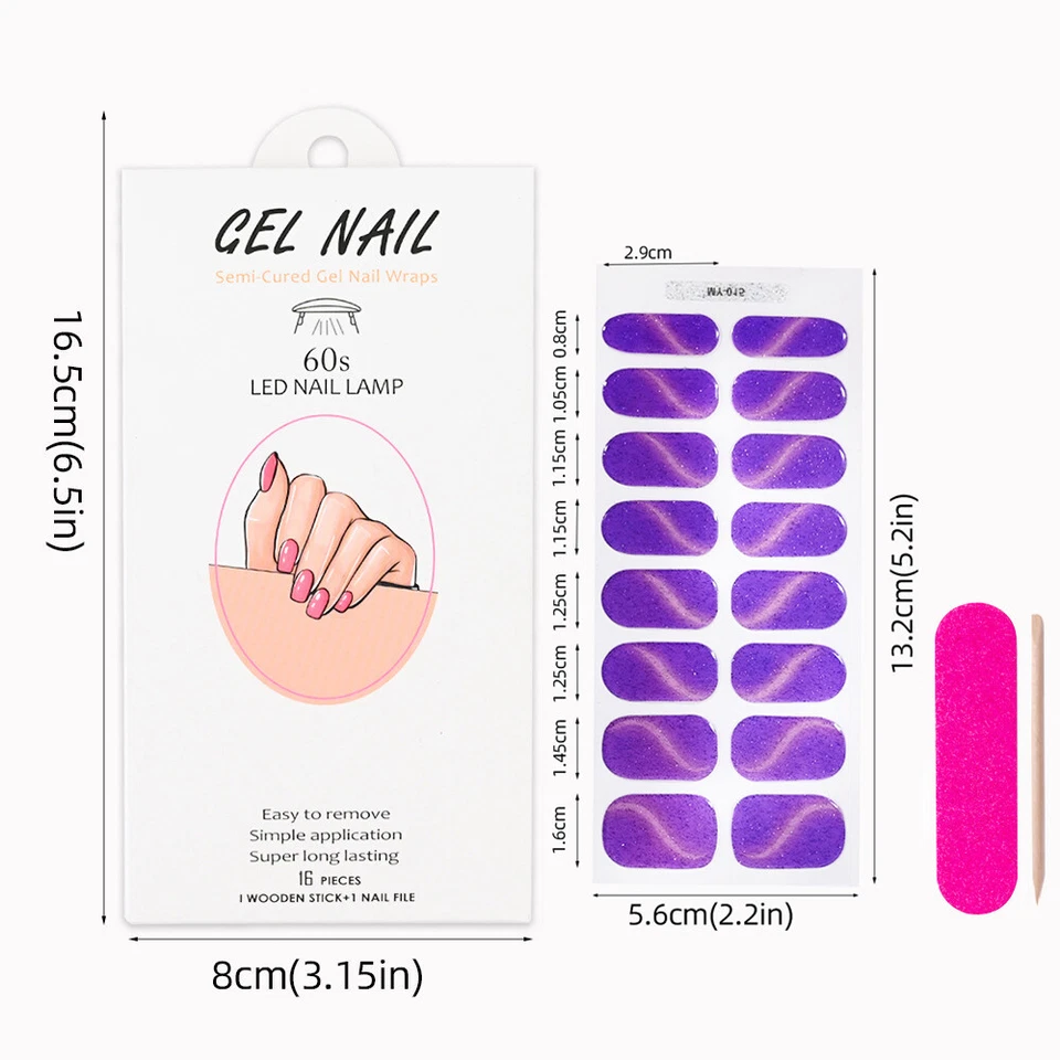 16 Strips Halbwurst Gelgedes Nagelaufkleber Langlebige Uv -Lampe ↑ - Bild 4 von 4