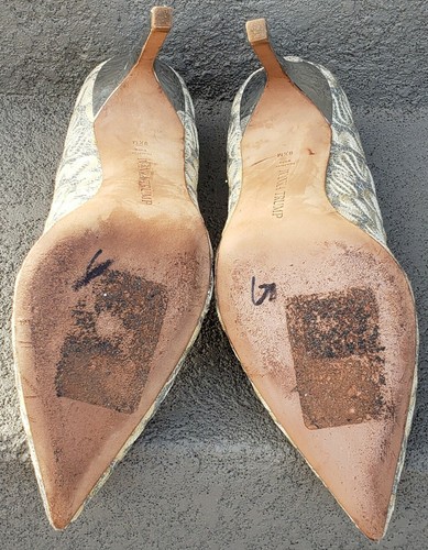 Tacones altos florales plateados para mujer Ivanka Trump talla 8,5 M - Imagen 8 de 8