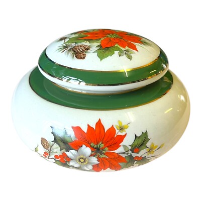 Florentine Keramik Dose Bonboniere Weihnachtsstern H 8 Ø 14 cm rund Italy 48149
