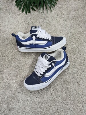 Vans Knu Skool Off the Wall Shoes Mens Blue White Flat Fat Tongue  Skateboard