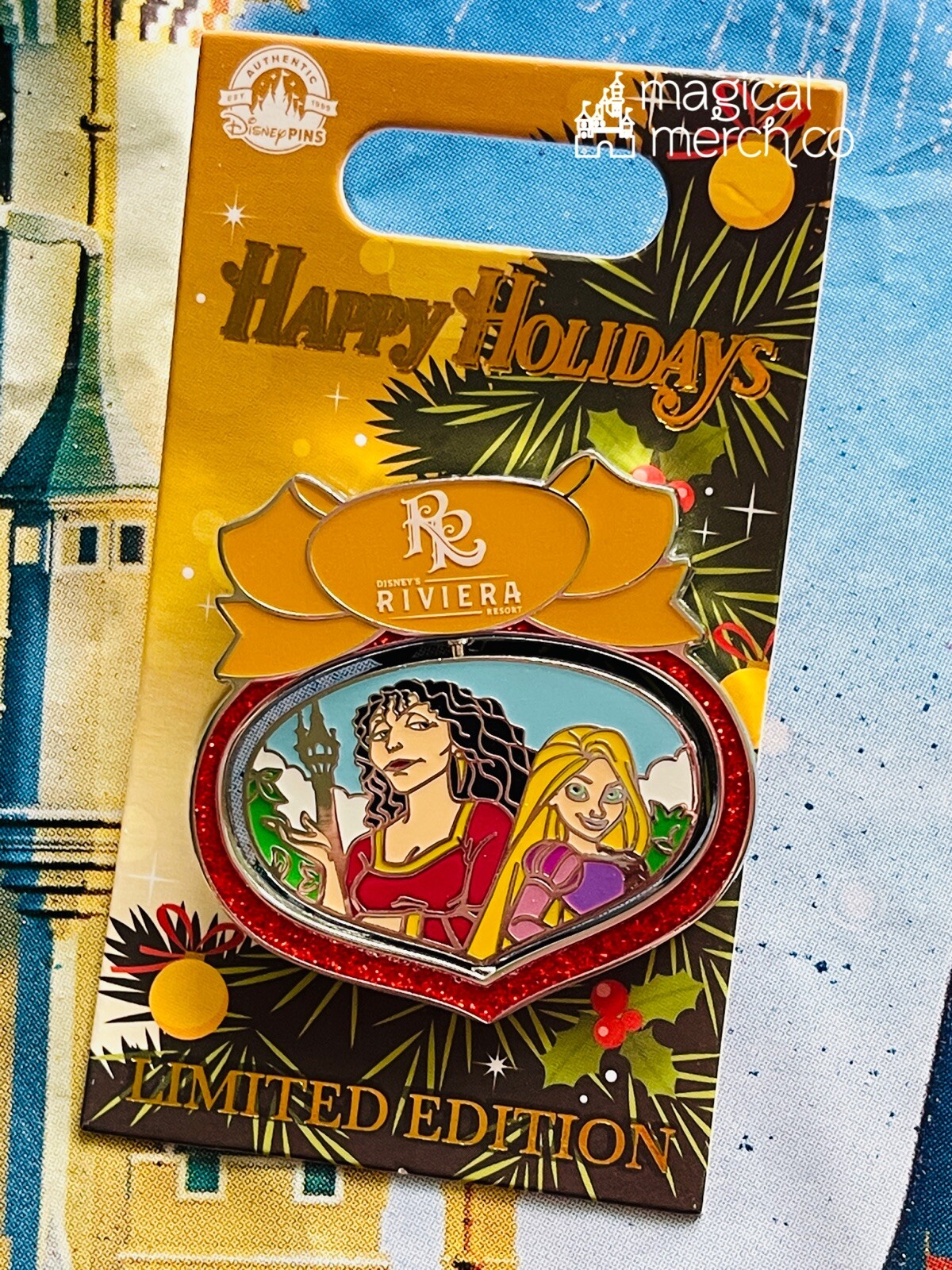 2022 Disney Parks Happy Holidays Riviera Resort Pin Rapunzel Mother Gothel