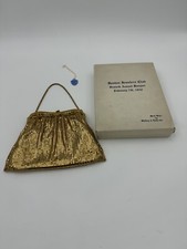 Whiting Davis Gold Mesh Vintage Evening Clutch Bag Purse With Original Mirror