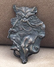 Rare 1974 Bergamot Ancient Asian Tailed Bearded Mythical Creature Belt Buckle