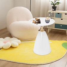 White Round Side Table For Dining Kitchen Living Room Metal Coffee Tables 14in