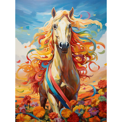 Girls Bedroom Nursery Artwork Fantasy Horse Colourful Mane Canvas Print 18X24