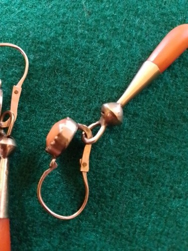 ORECCHINI PENDENTI IN ORO ANTICO BASSO TITOLO - Foto 2 di 4