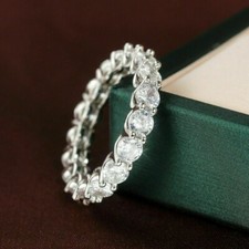 Anniversary Band 4.50Ct Round Diamond White Gold Finish Simulated Ring in Size 6