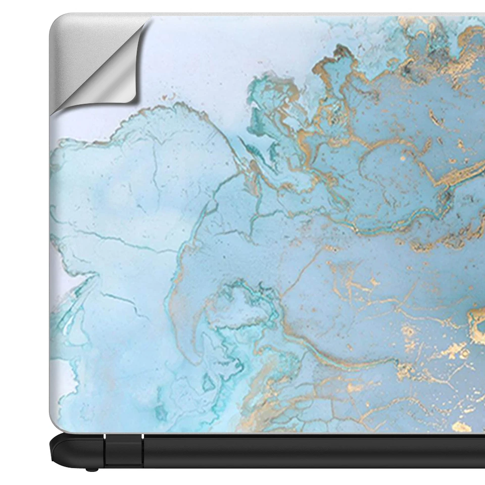 Recubrimiento universal para computadora portátil de 13 pulgadas - azul verdoso dorado blanco mármol granito Foto 3 de 4