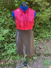 Alice and Olivia Red + black Jabot Dress As Seen Blair Waldorf Gossip girl M