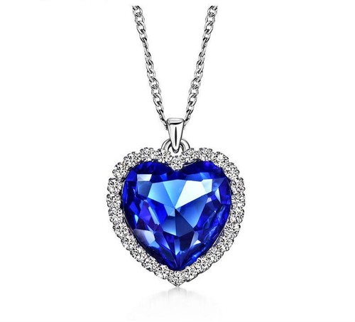 Ocean Blue Heart Necklace Made With 