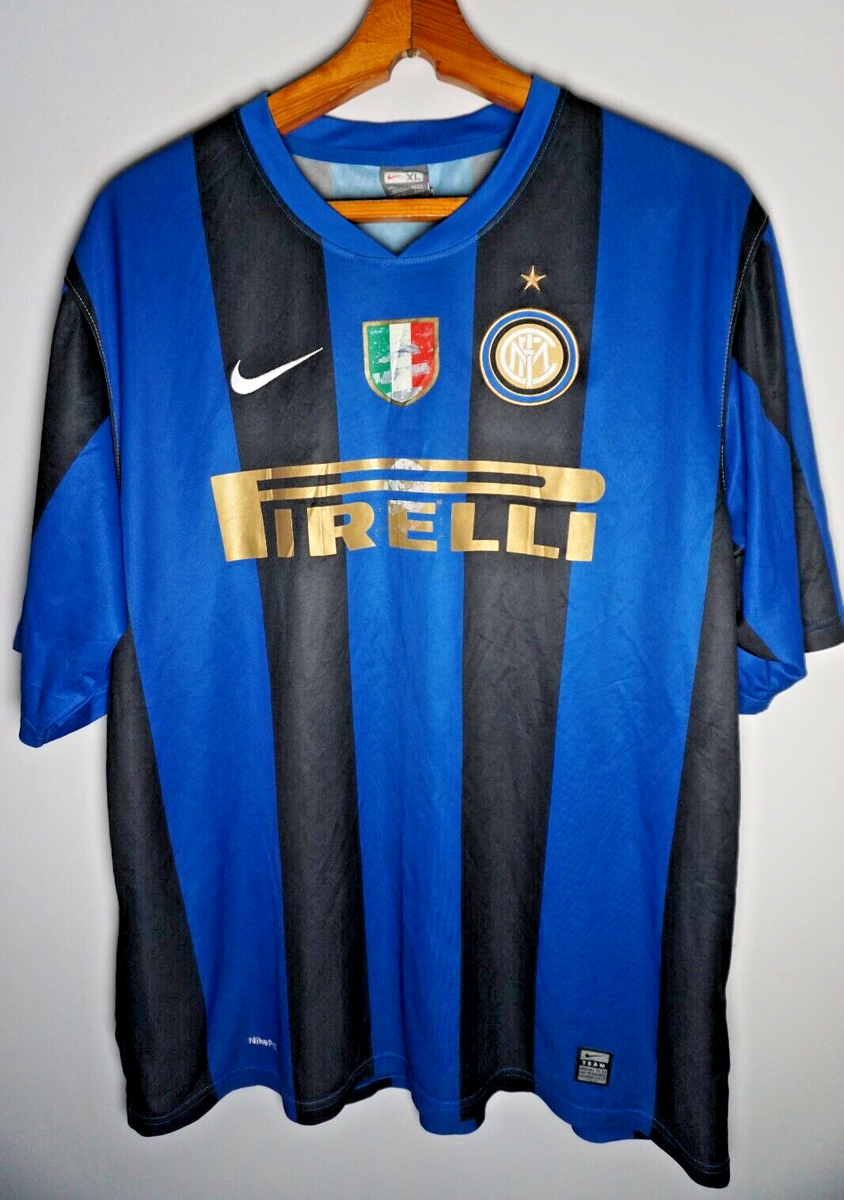 Vintage Nike Inter Milan Soccer Jersey XL Blue 2008 2009