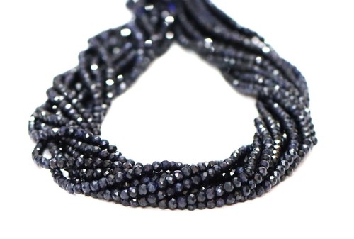 AAA Blue Pailin Sapphire Rondelle Micro Diamond Faceted 2-3 mm beads, AAA - Picture 6 of 17