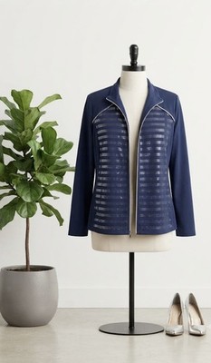 Chicos Zenergy Jacket Womens Size 1 Blue Golf Preppy