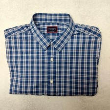 UNTUCKit Shirt Mens XL Blue Plaid Button-Up Nylon Stretch Long Sleeve Tritten