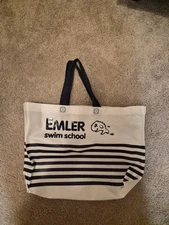 Emler Swim Bag White With Blue Stripes