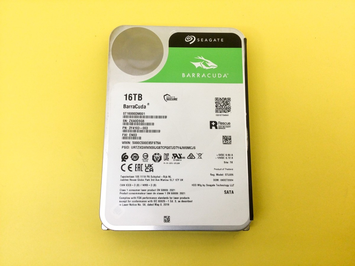 Seagate BarraCuda 16TB 7200 RPM SATA 6Gb/s 512MB 3.5in HDD