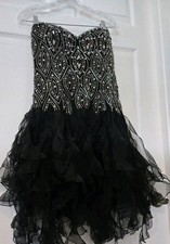 Jovani Vtg Stunning Black Beaded Mini Cocktail Party Dress Sz 6