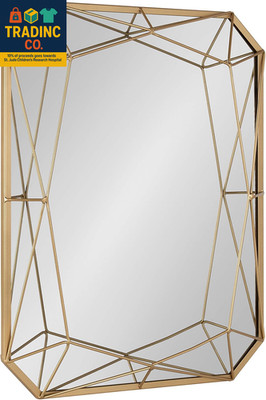 Keyleigh Modern Glam Geometric Shaped Metal Accent Wall Mirror, Gold
