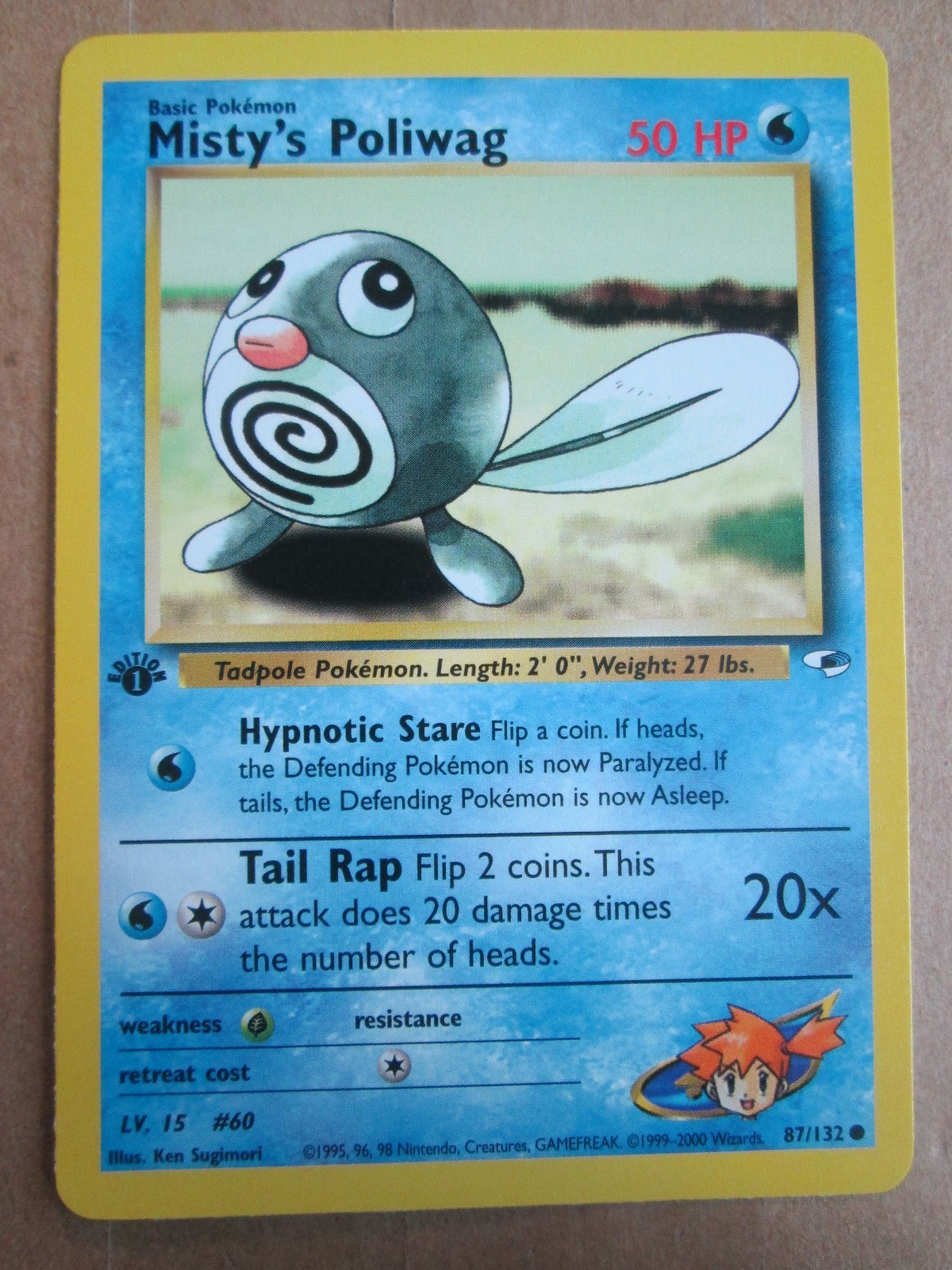 Misty's Poliwag - 87/132 - 1st Edition WOTC TCG—Gym Heroes Pokemon Card