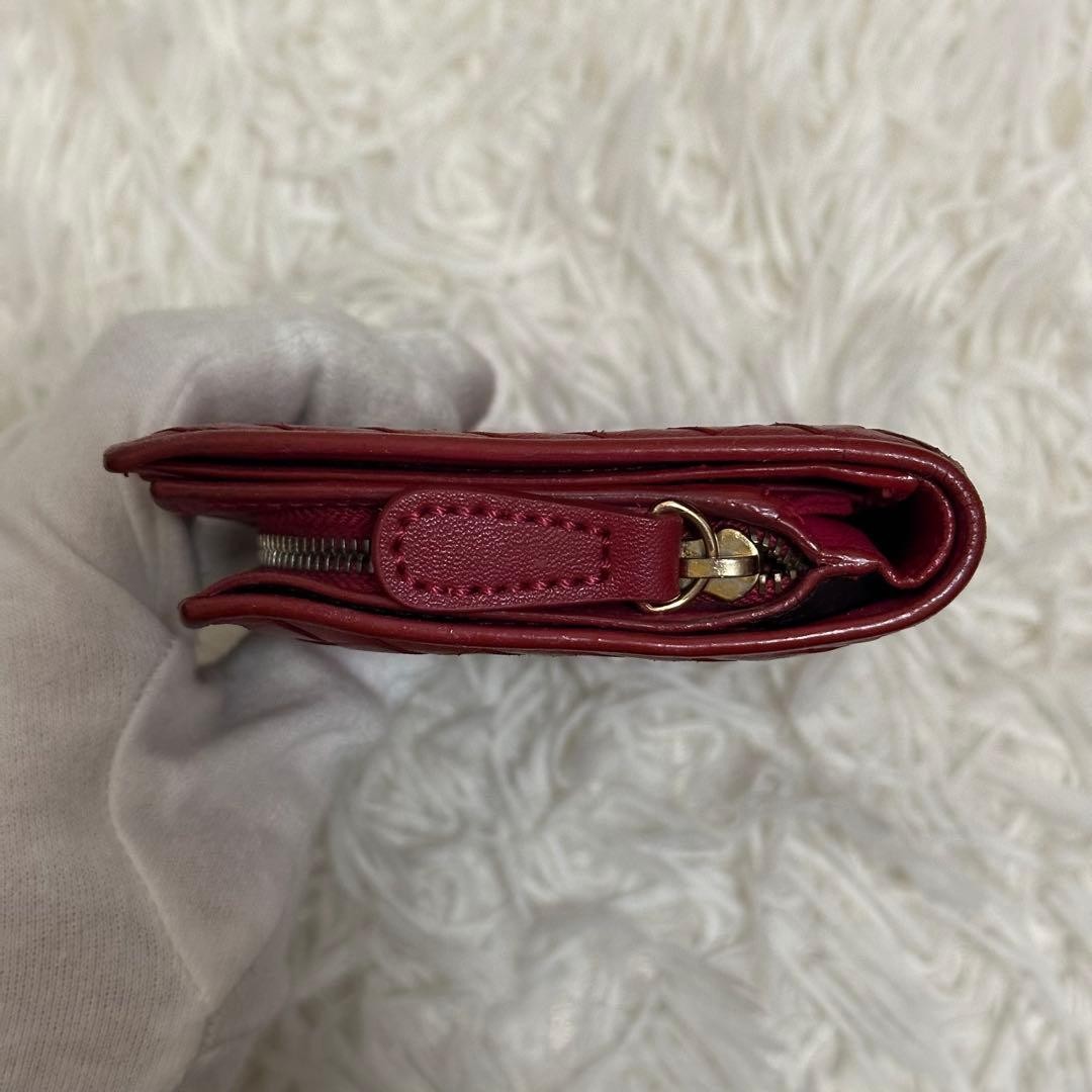 Bottega Veneta Intrecciato Leather Bifold Wallet Red Unisex Excellent Condition thumbnail 6