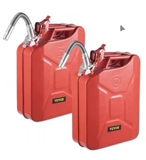 Steel Gas Can/5 Gal/20 Liter/RED/2 Pcs/new In Box/W-Flex Steel Spout