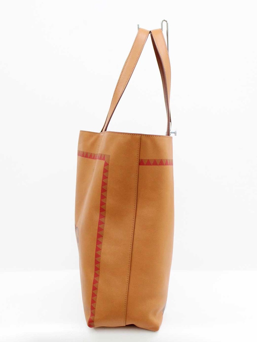 Hermes Double Sense Vosikkim Horse Print Reversible Tote Bag Brown