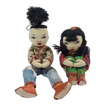 Vintage Ada Lum Chinese Cloth Dolls Handmade Girl Boy Folk Art