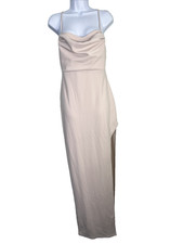 Windsor Lola High Slit Crepe Maxi Dress Womens Sz L Blush Formal Bridesmaid Gown