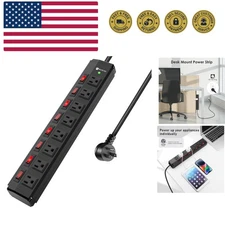 8 Outlet Heavy Duty Power Strip with 8 Individual Switches,Moutable Metal Pow...