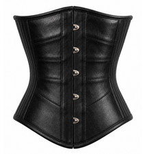 Leather Corset Under Bust  Waist Training Heavy Duty Steel Boned  Strong Cords