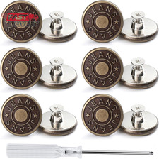 12 Sets Adjustable Buttons for Jeans, 20Mm No Sew Instant Metal Buttons, Removab