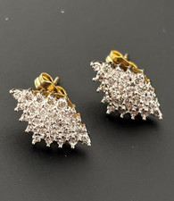 9ct 375 Yellow Gold 0.15ct Diamond Cluster Stud Earrings
