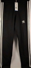 Adidas Originals Men's Small Jogger Pants Black White 3S Sweat Pant Zip Pockets