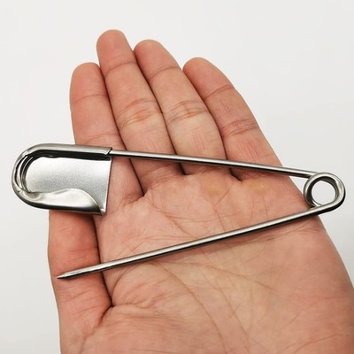 5 PCS of 5 Inch Heavy Duty Jumbo Stainless Steel Safety Pins Silver Color Saf...