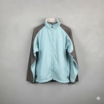North Face Jacket Womens Medium Blue Grey Flight Series Zip Up Pockets Logo TNF