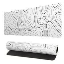 White Topographic 35.4 x 15.7 in Laptop Mouse Pad Desk Mat Gaming Keyboard Mat