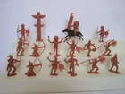 Marx Little Big Horn / Ft Apache / Comp Set ( Mold Shot ) of 16 Indians w/ Pony