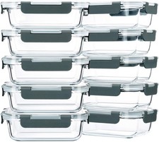 10-Pack,22 Oz Glass Meal Prep Containers,Glass Food Storage Containers with l...