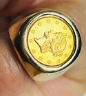 14K Gold Pinky Ring with 1854 $1 Gold Coin  11.698 Grams Size 4.5 Hallmarked — photo 1