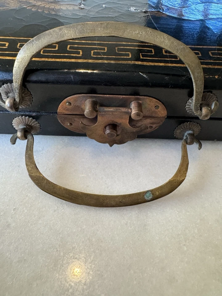 Vintage Mahjong Mah Jongg Bakelite MiniTile Game 144pcs  Green Dragon Hinged Box - Image 3 of 4