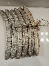 VTG Ivory Beige Satin Covered Hangers Padded Ribbons Lot of 6