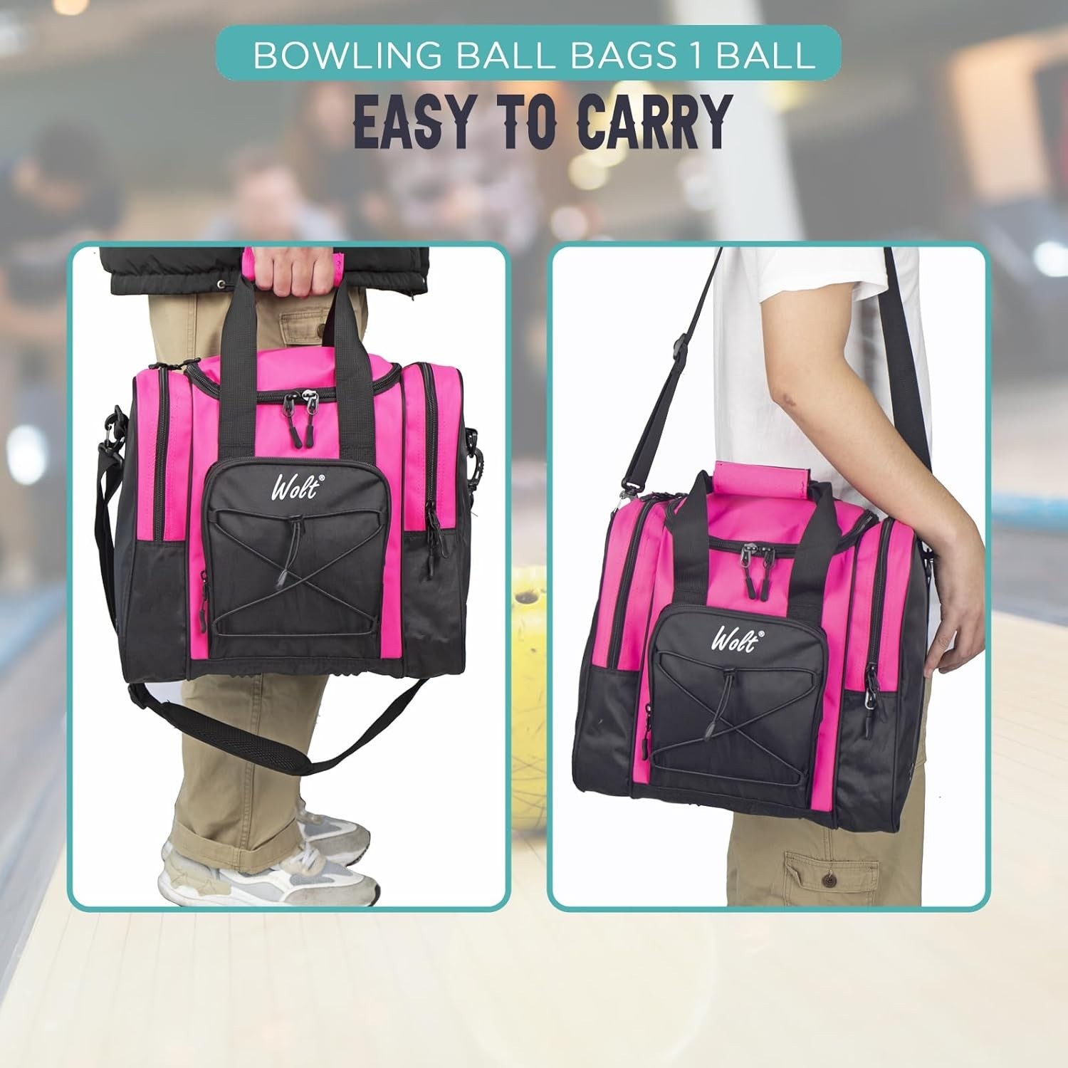 Stylish Pink Bowling Ball Bag with Padded Holder & Shoe Compartment - Size 14
