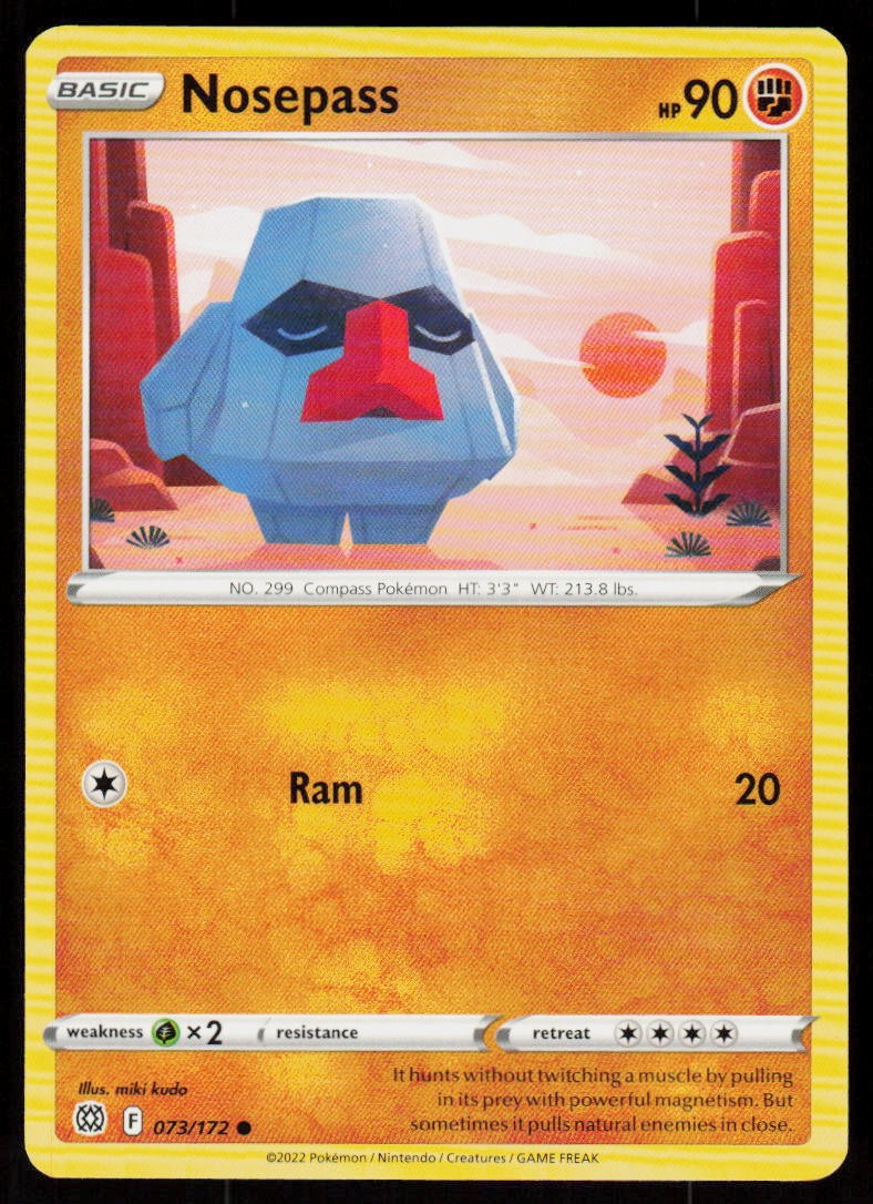 Nosepass 073/172 Common Brilliant Stars Pokemon Near Mint