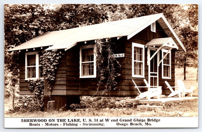 Osage Beach Missouri MO Sherwood On The Lake Cabin House Vintage Photo Postcard