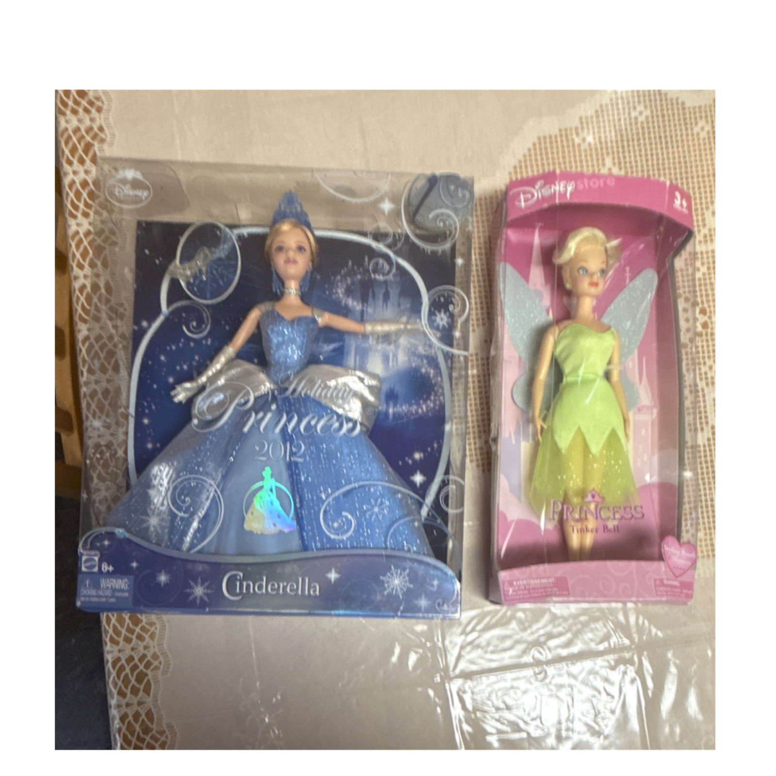 Disney Princess Holiday 2012 Cinderella & Tinker Bell Doll Lot